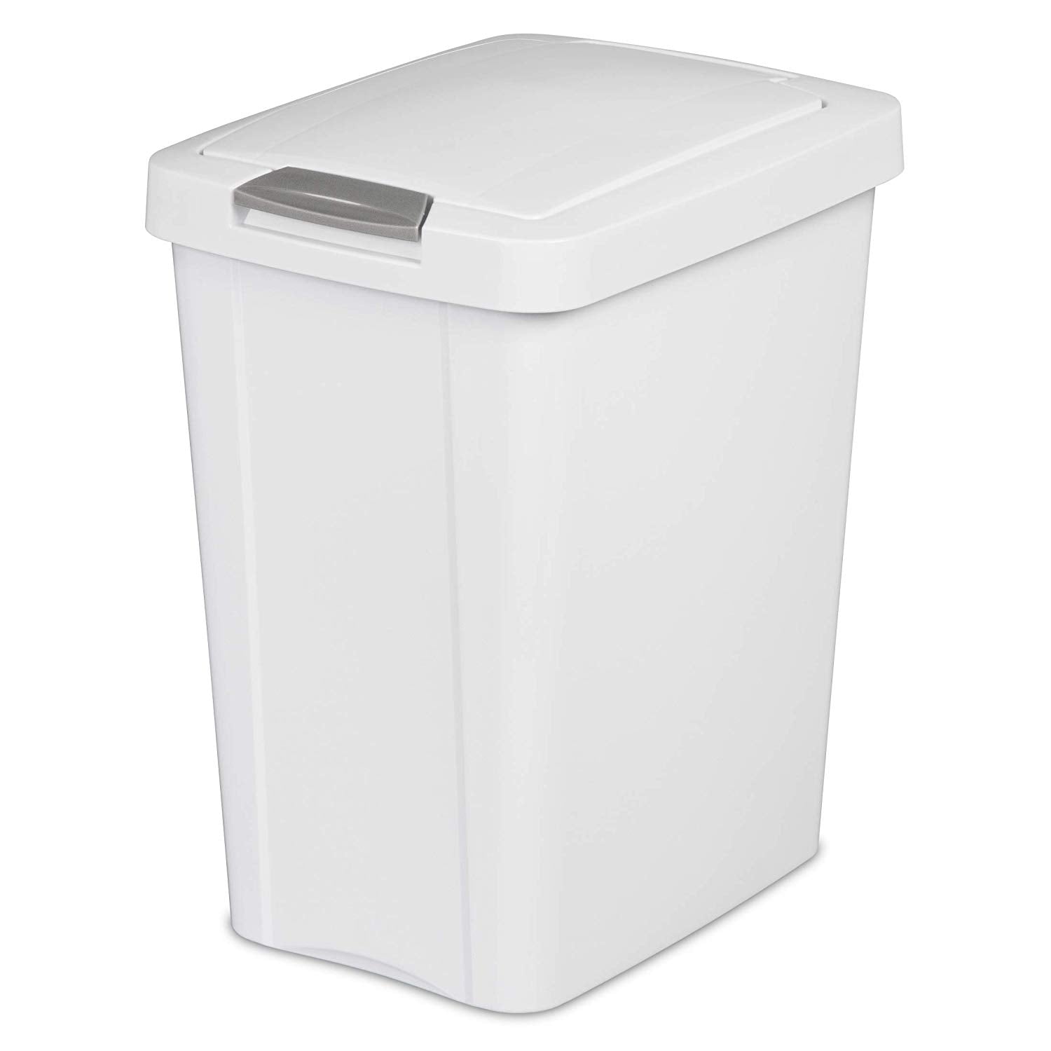 Sterilite 10438004 7.5 Gallon TouchTop Wastebasket with Titanium Latch, White