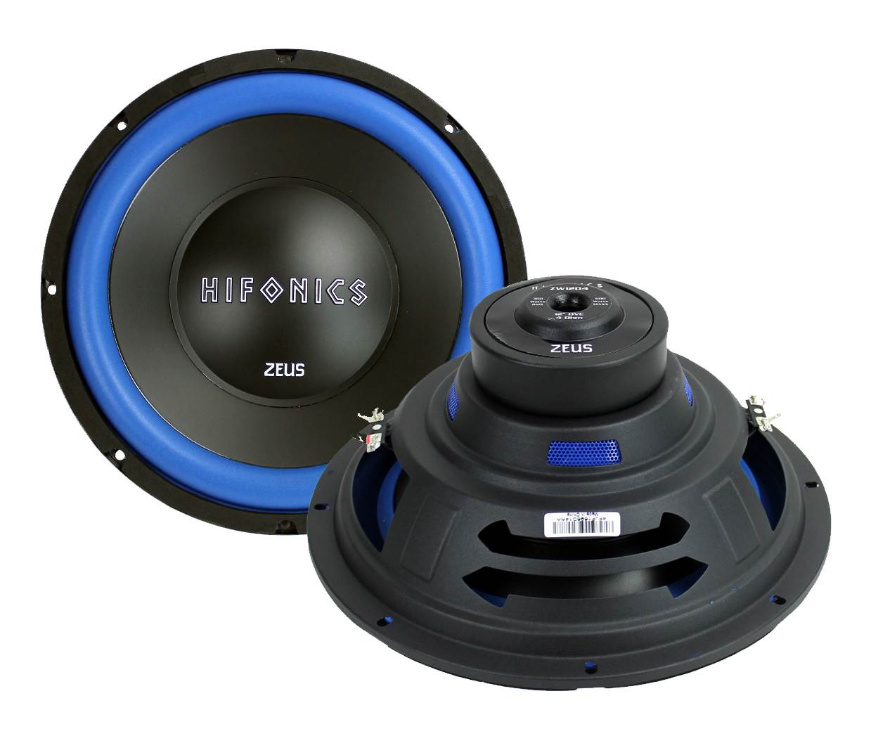 Hifonics ZW12D4 Zeus 12" 1200W Car Subwoofers (2 Pack) + Amp Kit Box