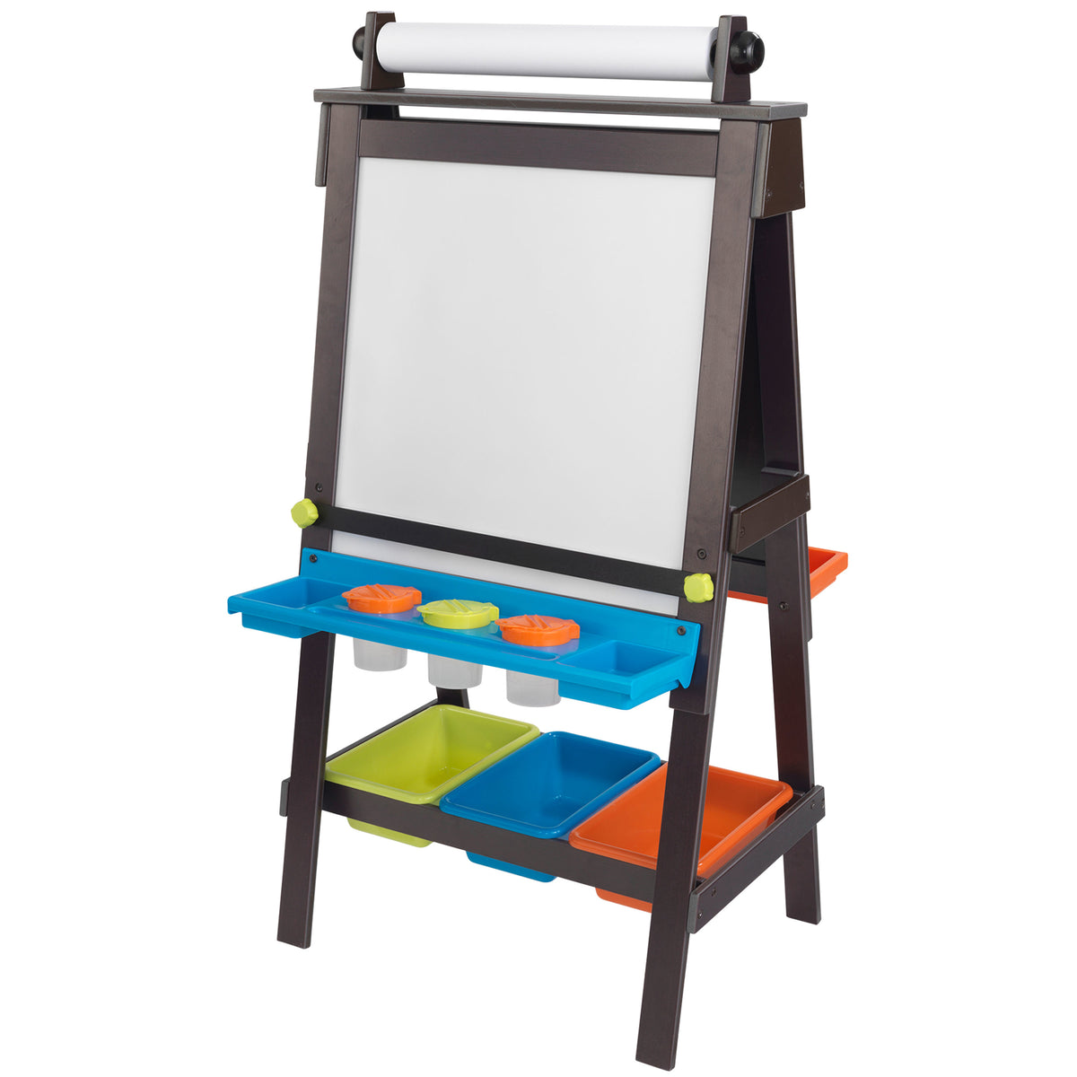 KidKraft Chalkboard & Whiteboard Art Easel with Paper Roll, Espresso (Open Box)