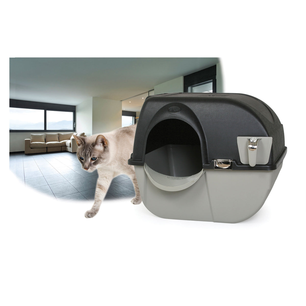 Omega Paw EL-RA20-1 Elite Roll 'N Clean Self Cleaning Litter Box, Large, Black - VMInnovations
