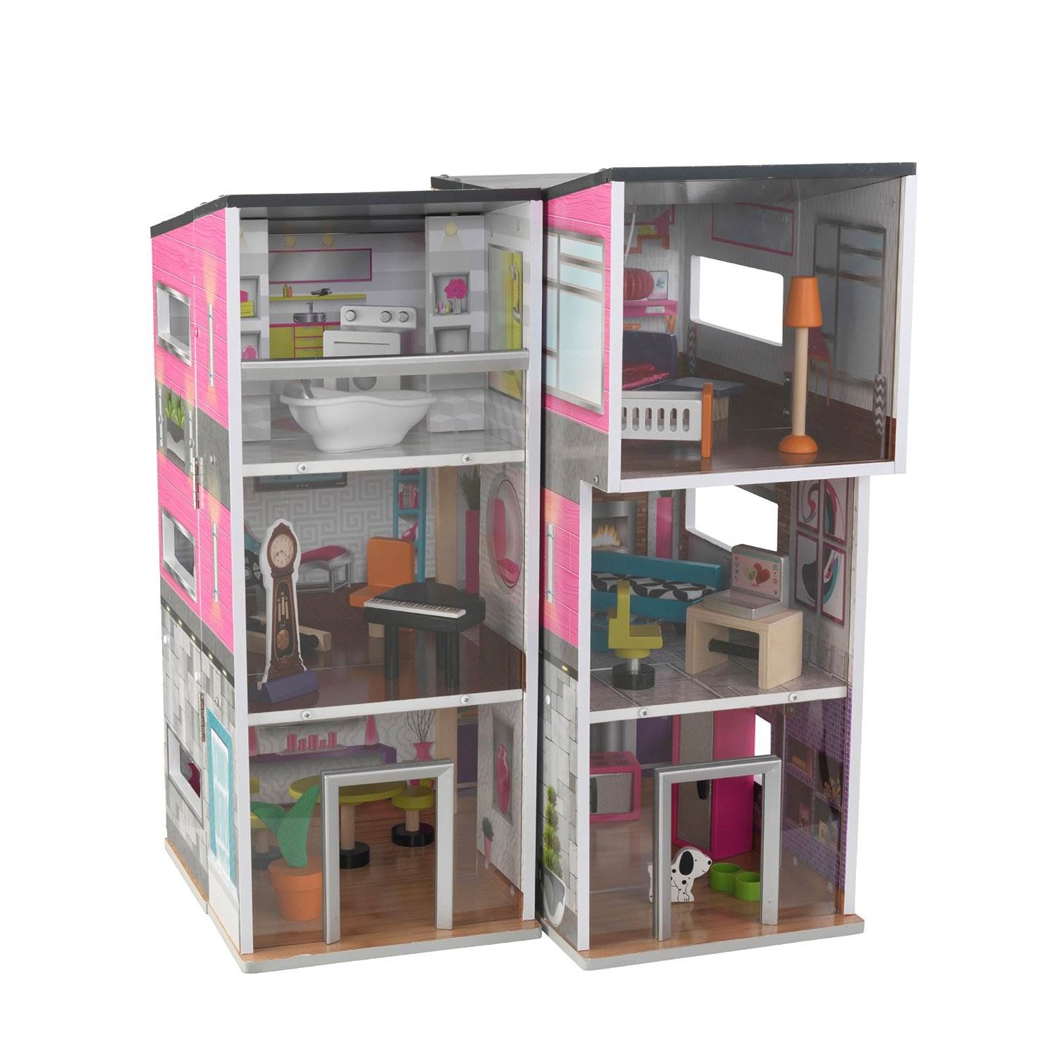 KidKraft Contemporary Deluxe Dollhouse Wooden Play House w/Furniture (Open Box)