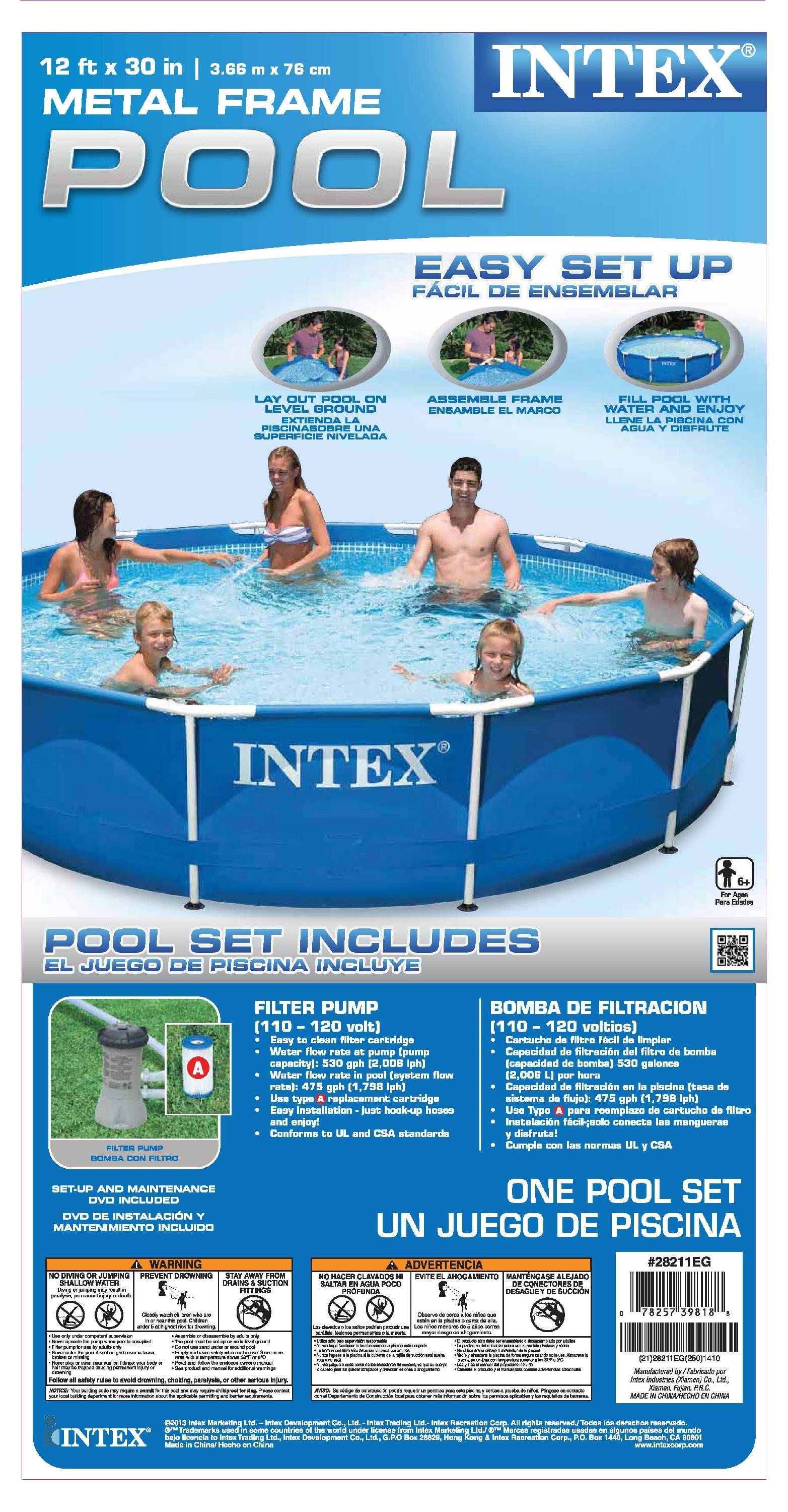 INTEX 12 x 30 Metal Frame Set Swimming Pool with Filter Pump 28211EG - Open Box - VMInnovations