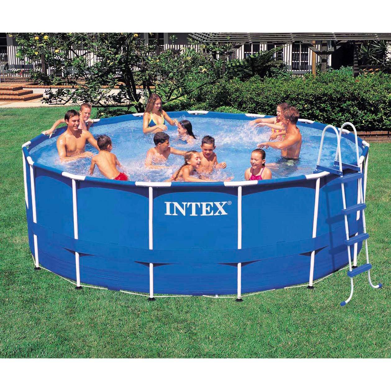 Intex 15 Feet x 48 Inches Metal Frame Pool Set w/ Ladde and Pump (Open Box)