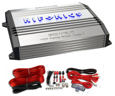 Hifonics BRX1116.1D MONO 1100 Watt Class D Amplifier Amp + Wiring + Capacitor