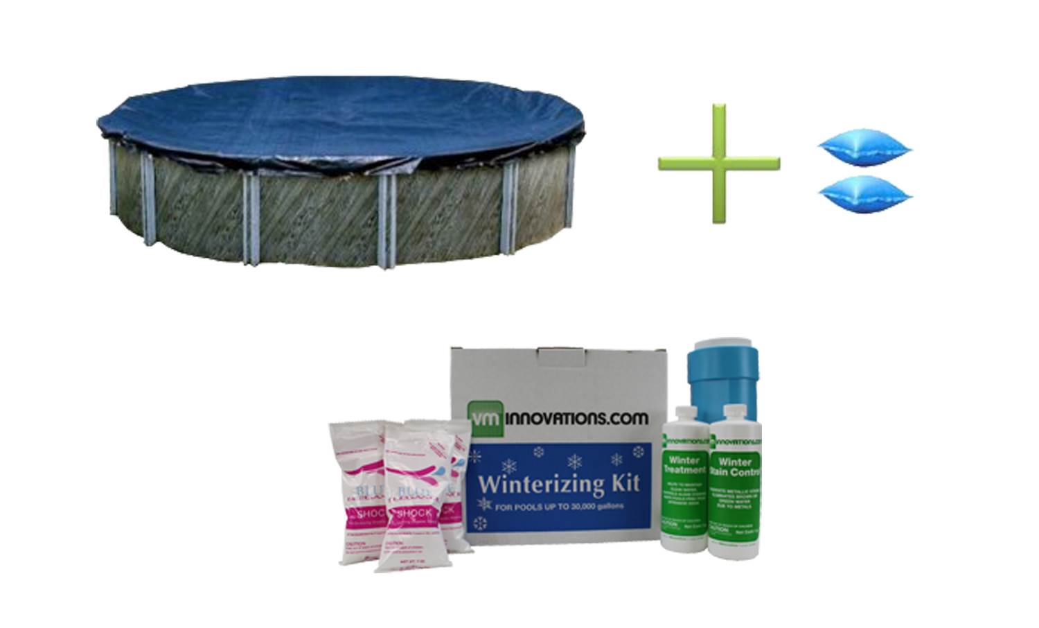 Swimline 28' Above Ground Round Pool Cover + 2) Air Pillows + Winterizing Kit