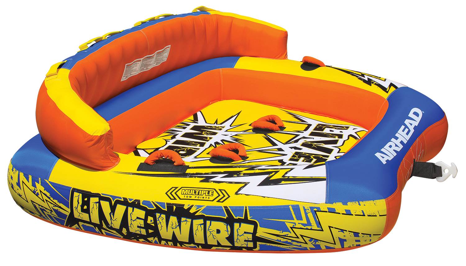 Airhead AHLW-3 Live Wire 3 Inflatable 1-3 Rider Boat Towable Lake Water Tube