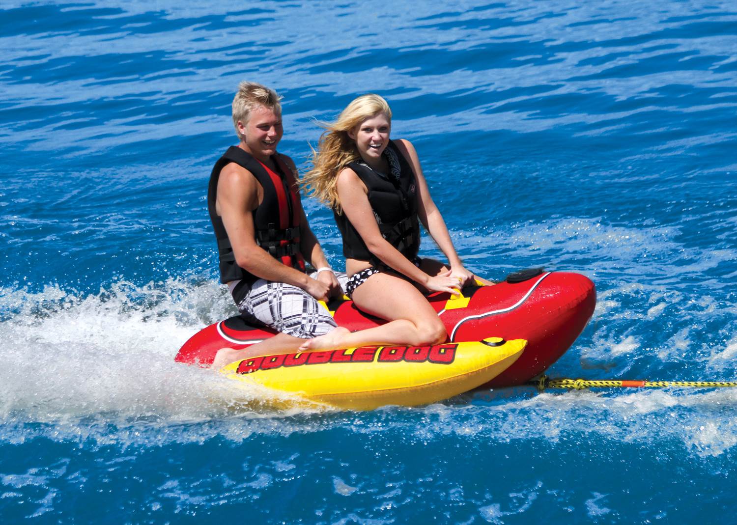 AIRHEAD Hot Dog Double Rider Inflatable Boat Lake Tube 1-2 Person (For Parts)