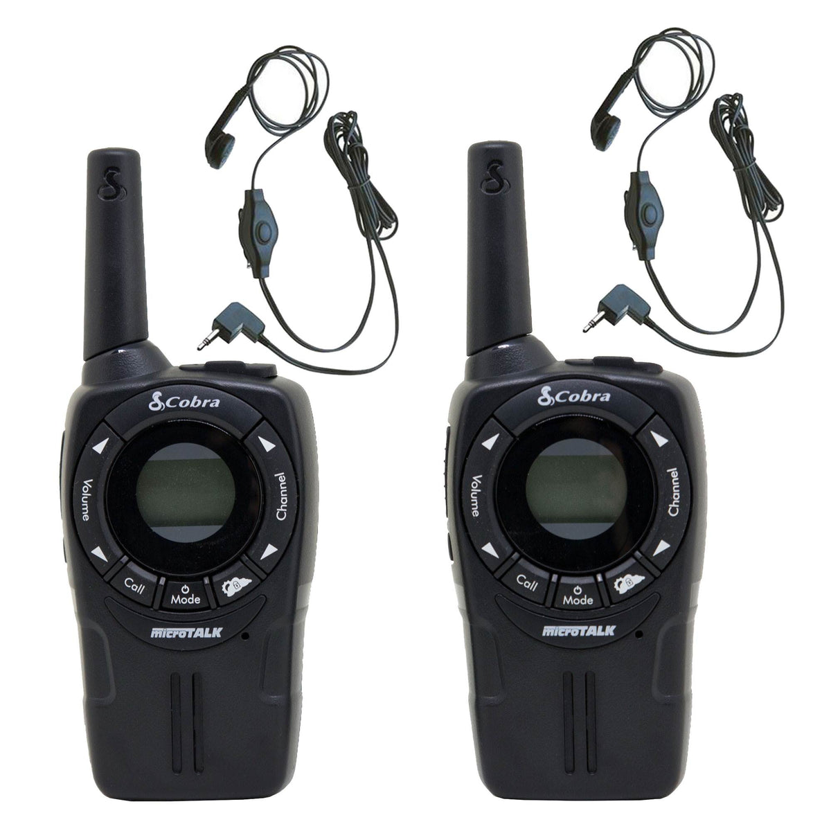 (2) COBRA CXT235 MicroTalk 20 Mile 22 Ch Walkie Talkie 2-Way Radios w/ Headsets