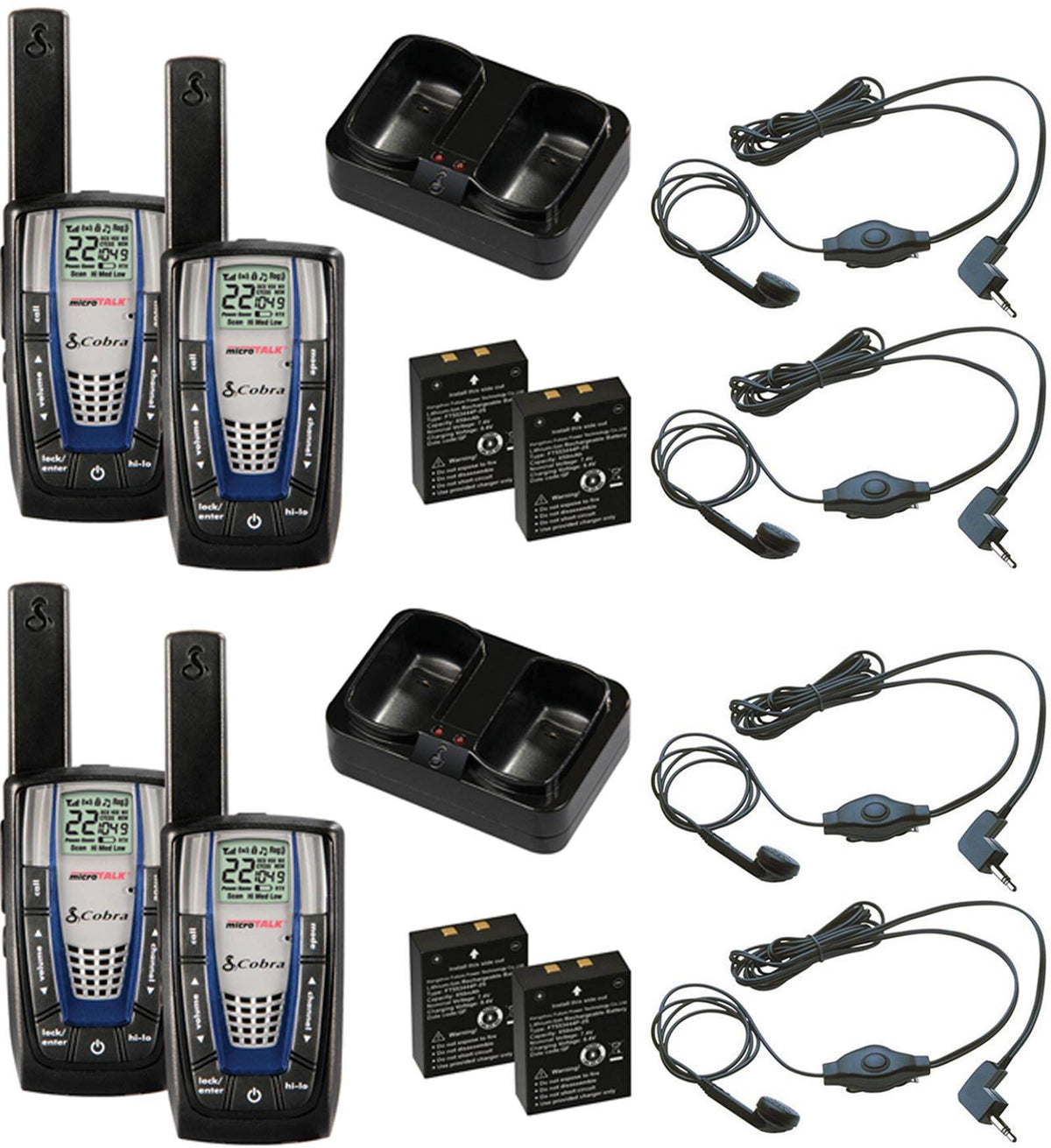 Cobra 30-Mile 22-Channel Walkie Talkies w/Headsets, 4 Radios (Refurbished)