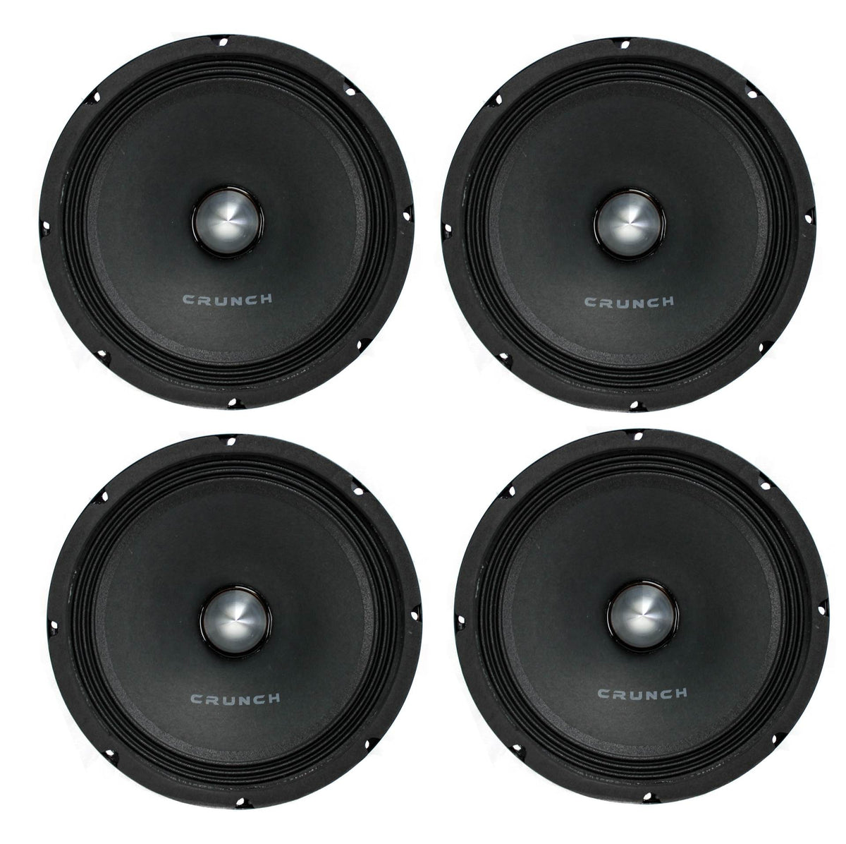 4) Crunch CRSS8 600 Watt Full Range 8 Inch SVC 8 Ohm Screamer Car Speakers Four
