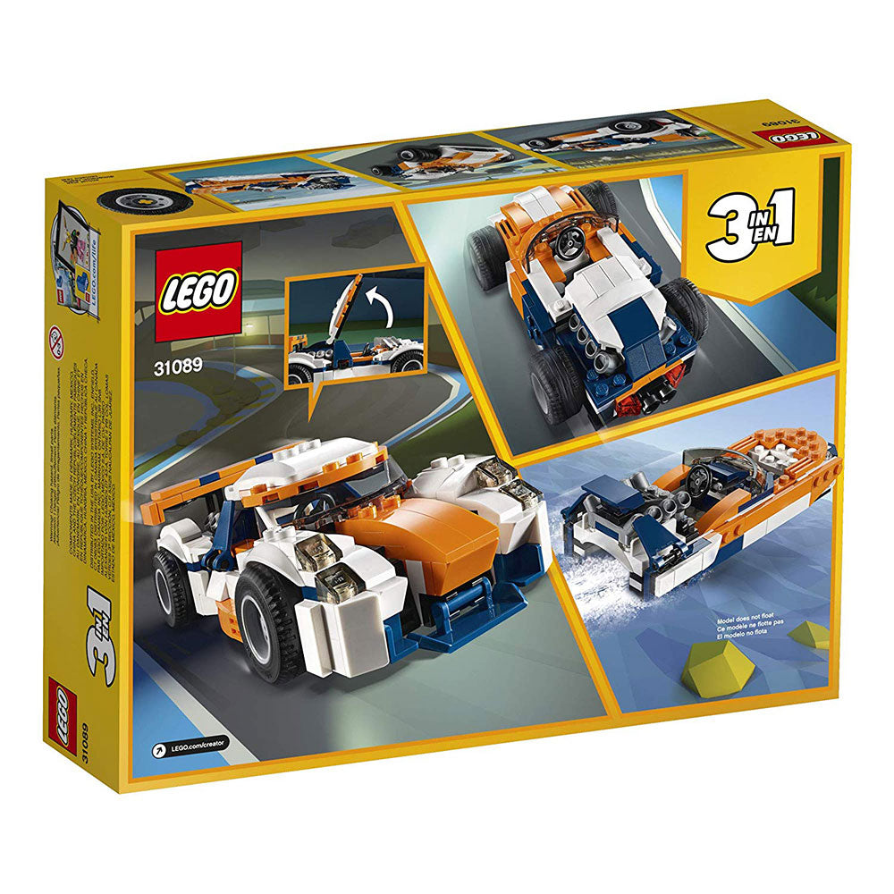 LEGO 6250782 3 in 1 Creator Sunset Track Racer, Classic Race Car, or Speed Boat