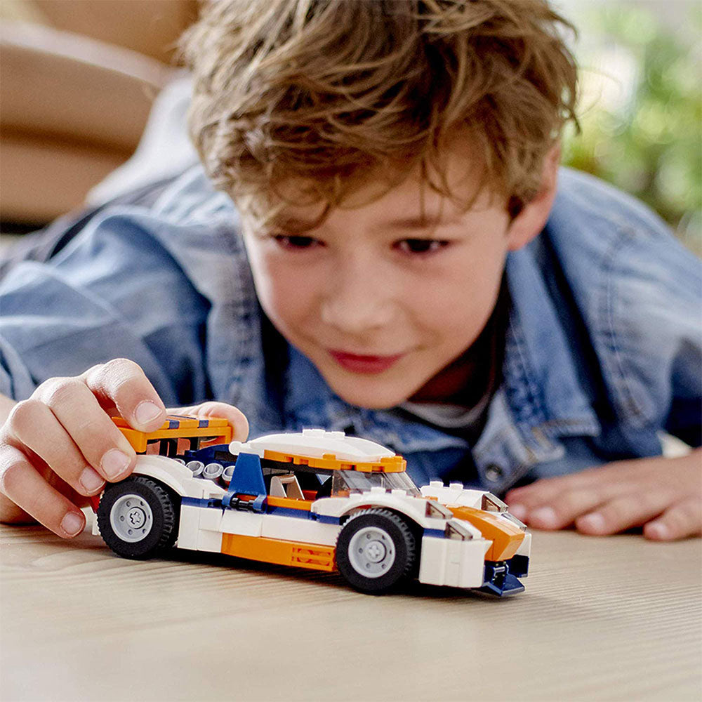 LEGO 6250782 3 in 1 Creator Sunset Track Racer, Classic Race Car, or Speed Boat
