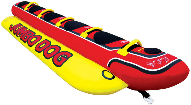 AIRHEAD HD-5 Jumbo Hot Dog 5-Person Rider Inflatable Towable Tube w/ Tow Rope