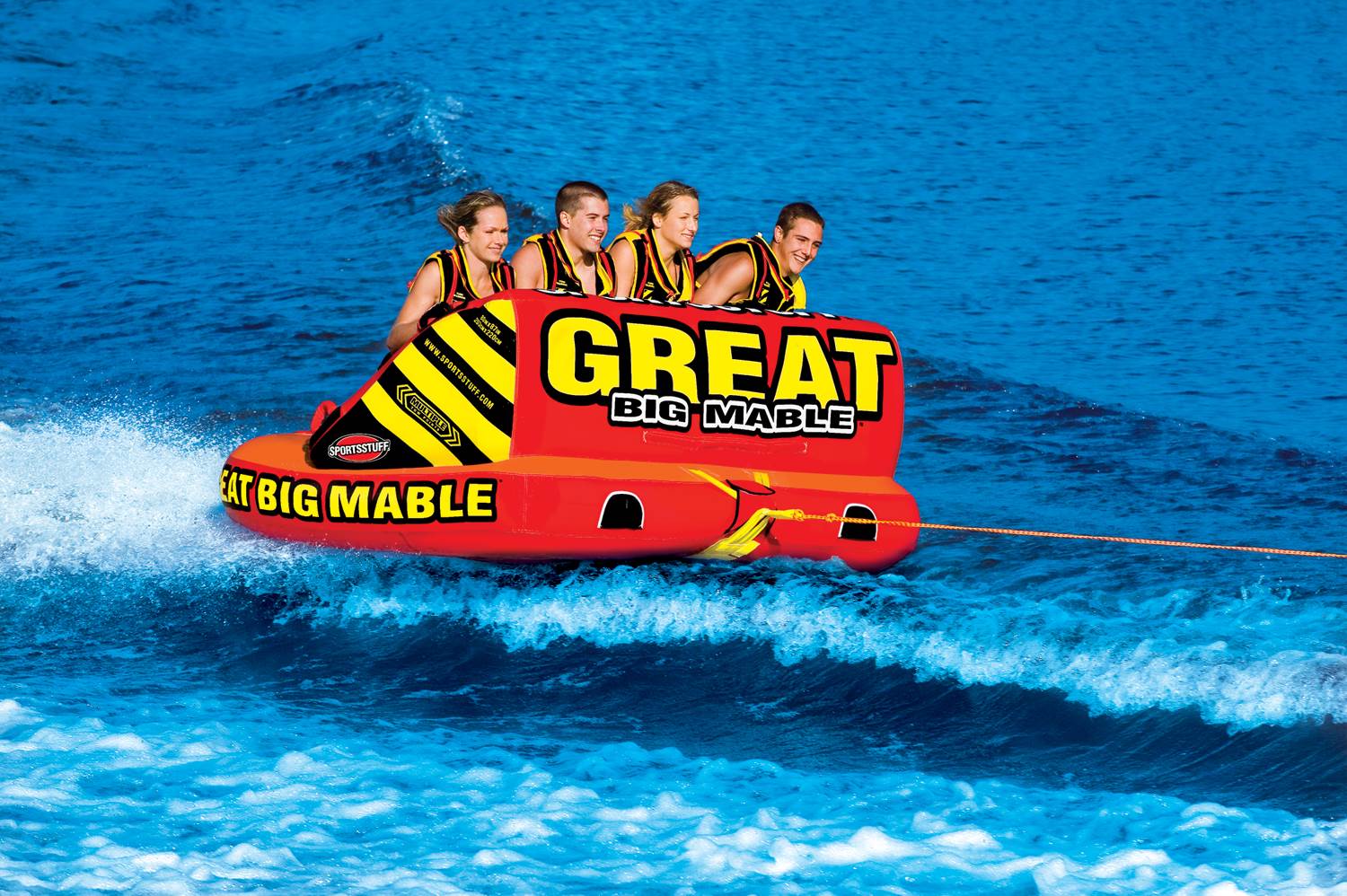 SPORTSSTUFF 53-2218 Great Big Mable Quadruple Rider Towable Tube w/ 60' Tow Rope - VMInnovations