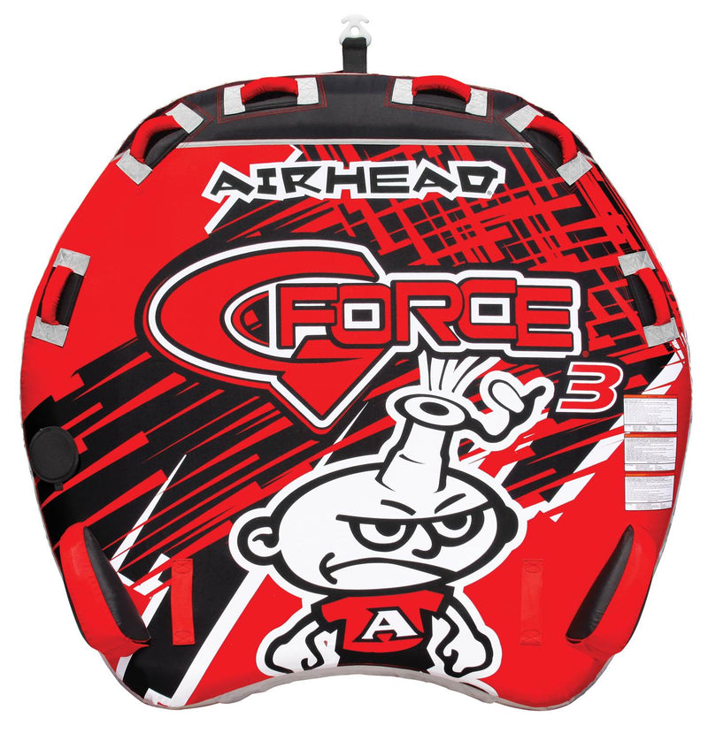 AIRHEAD AHGF-3 G-Force 3 Triple Rider Inflatable Towable Tube w/ 60&