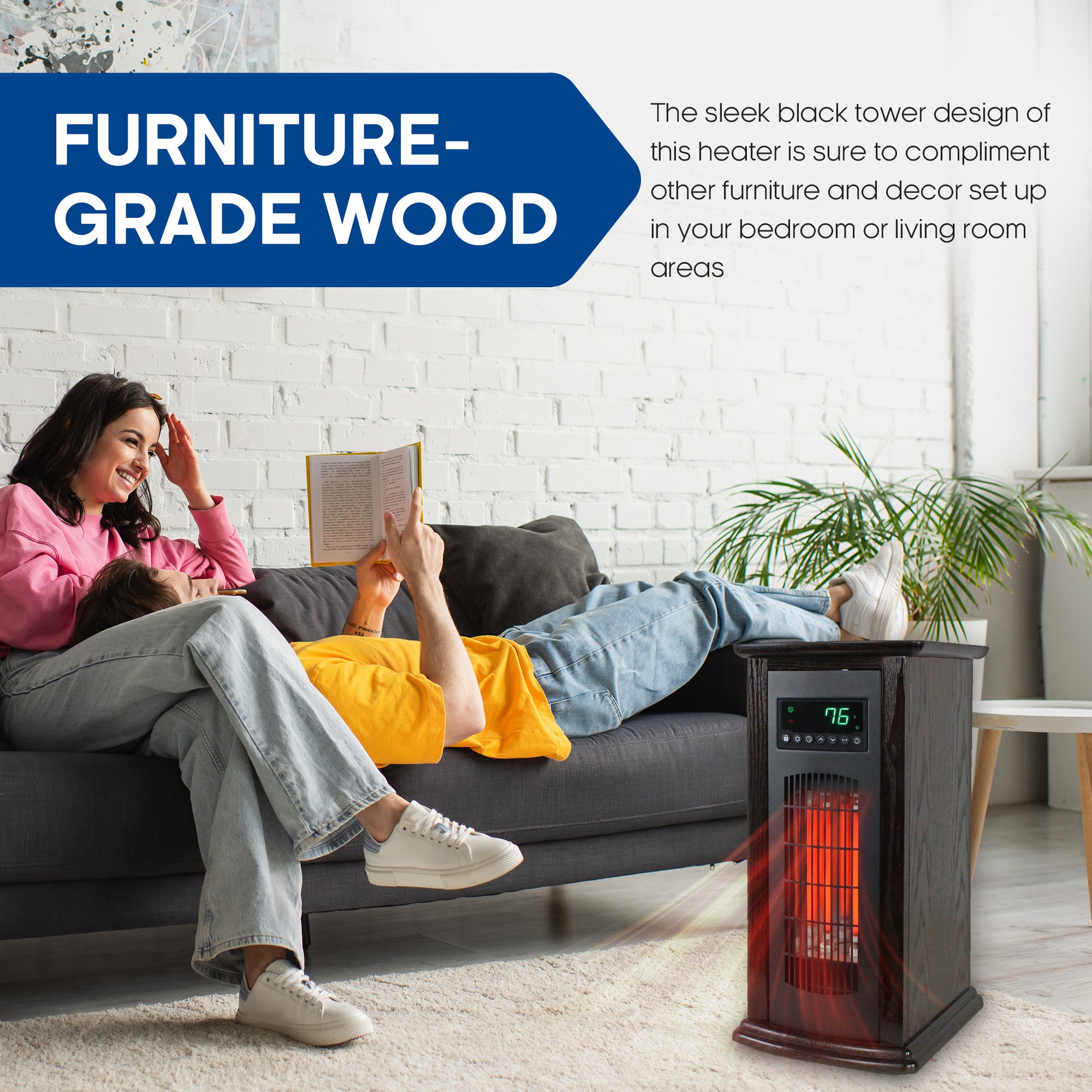 LifeSmart LifePro 1500 Watt 1500 BTU Infrared Quartz Indoor Tower Space Heater - VMInnovations