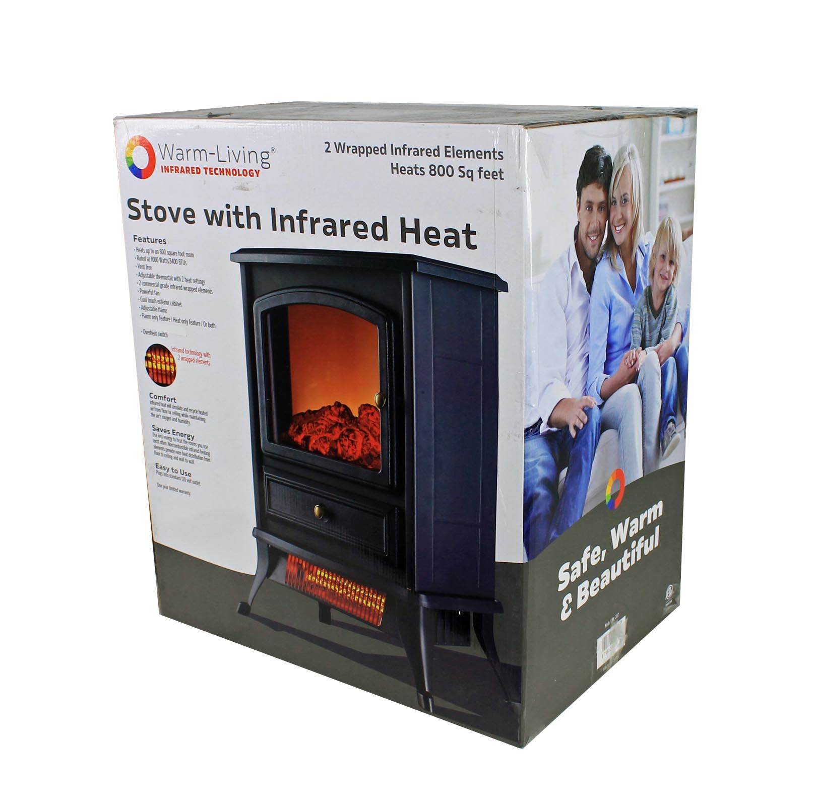 Warm Living 1000W Electric Infrared 800 Sq Ft Home Stove Fireplace - Open Box