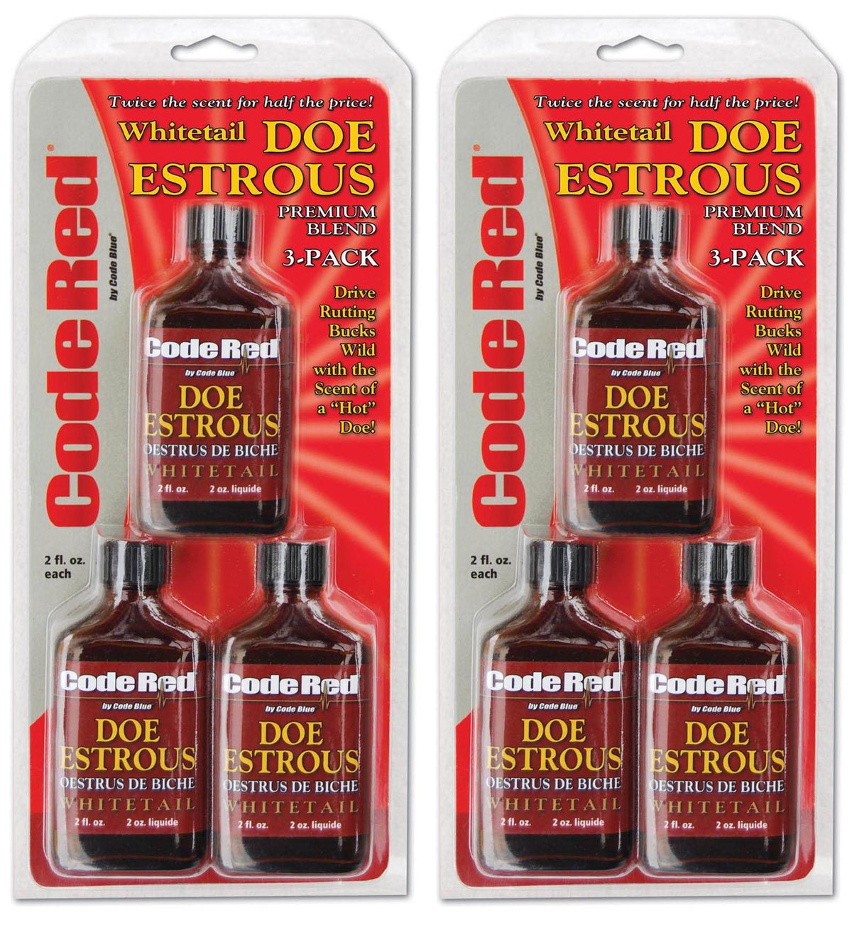 (6) Code Red OA1325 Certified Deer Hunting Doe Estrous Scent Bottles | 2 Fl. Oz.
