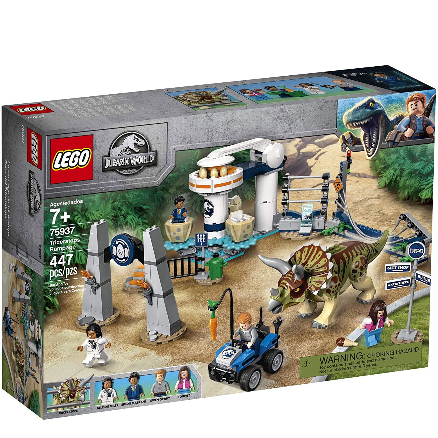 LEGO Jurassic World 75937 Triceratops Rampage Toy Building Kit (447 Pieces)