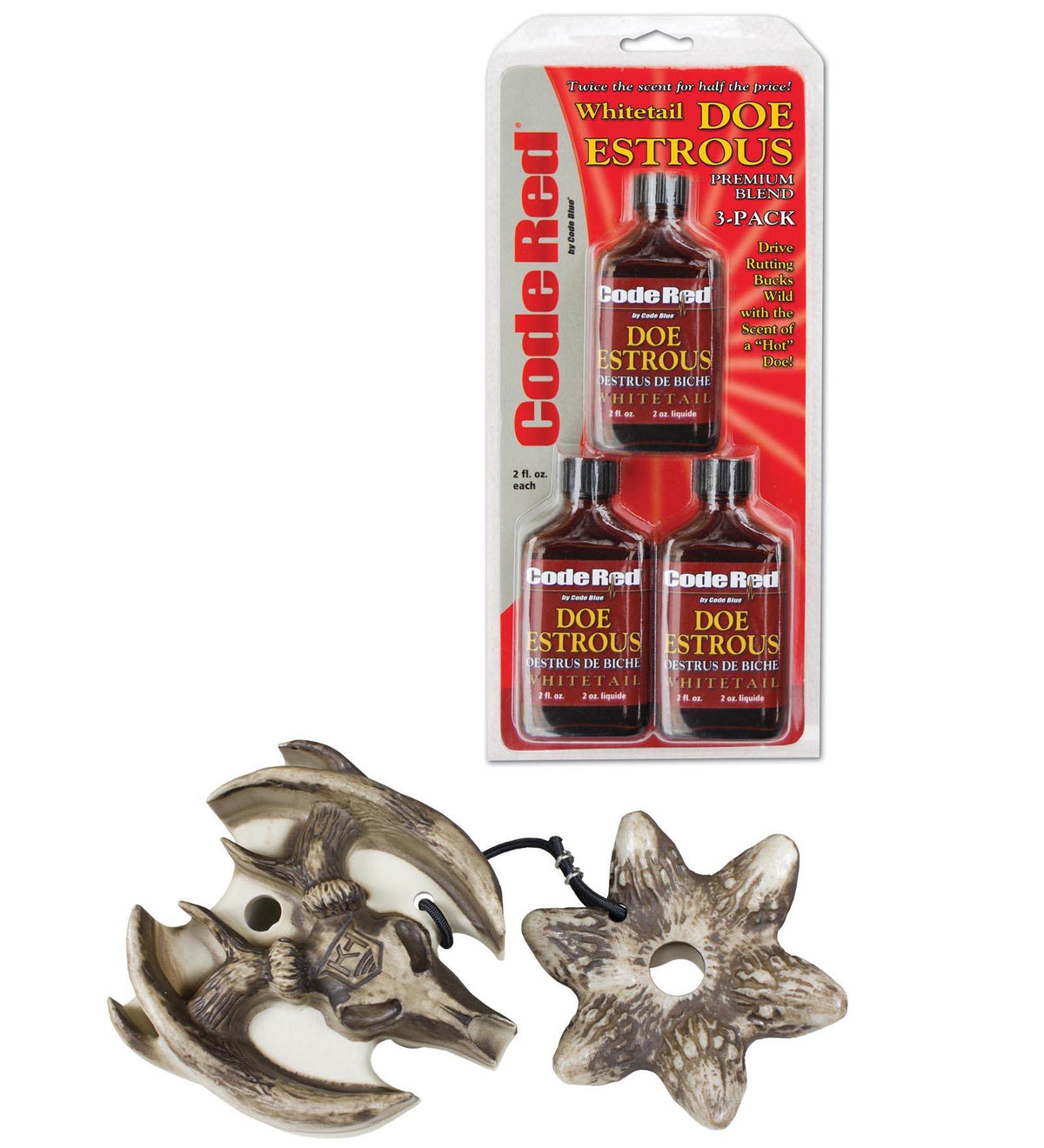Knight & Hale Da' Bonehead Deer Hunting Rattle Call + Code Red Doe Estrous Scent