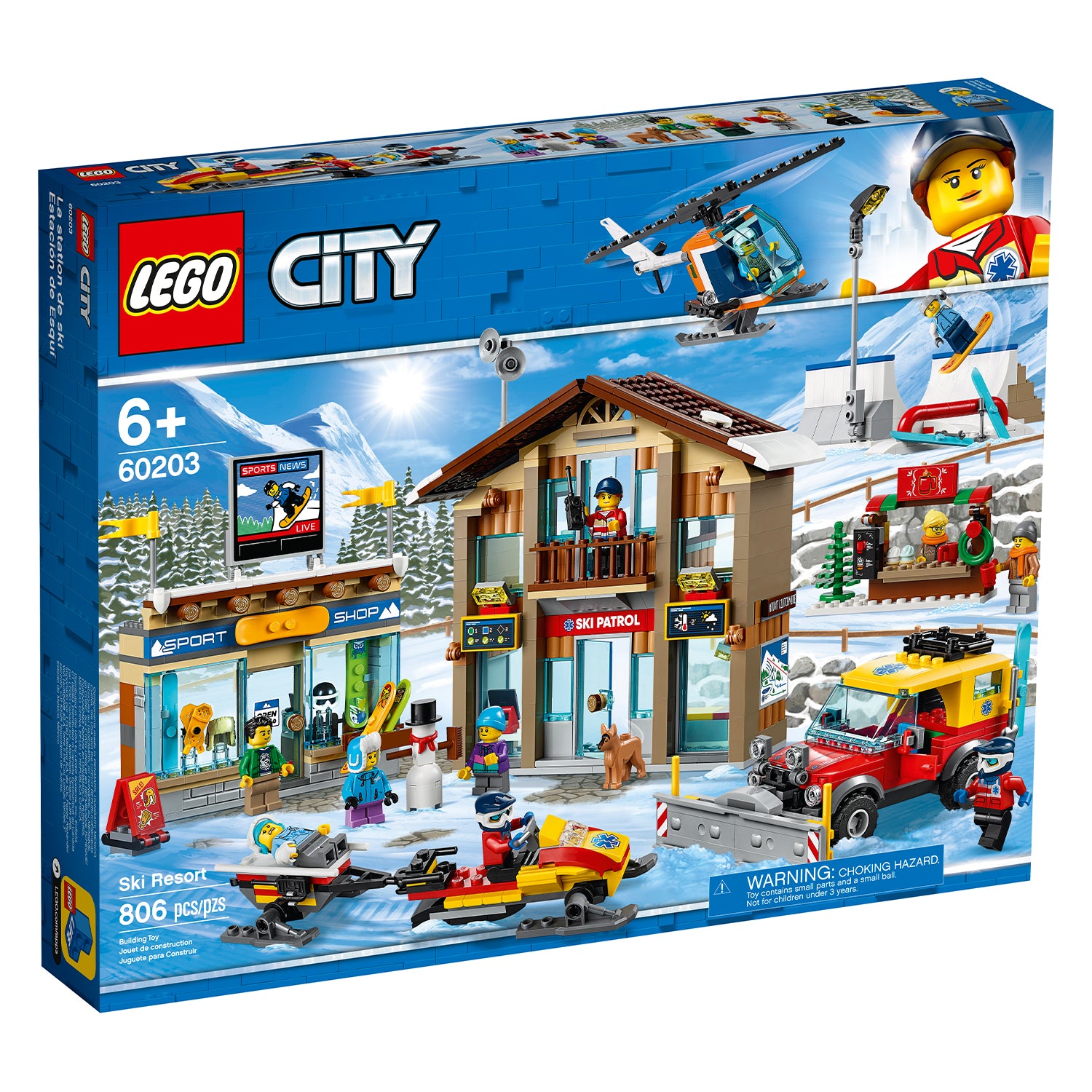 LEGO City 60203 Winter Ski Resort Building Kit 806 Pieces w/ 11 Minifigures