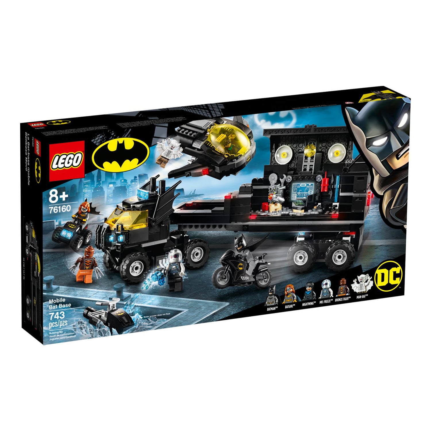 LEGO 76160 Batman Mobile Bat Base Block Building Set & 6 Minifigures, 743 Pieces