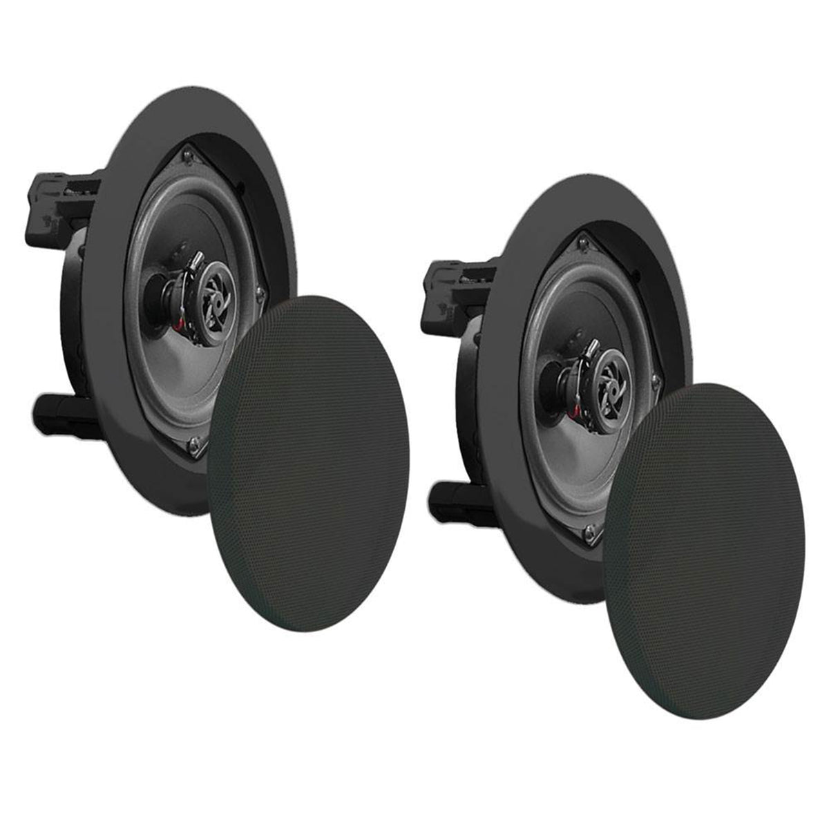 4) NEW Pyle PDIC81RDBK 250W 8 Inch Flush In-Wall In-Ceiling Black Speakers Four