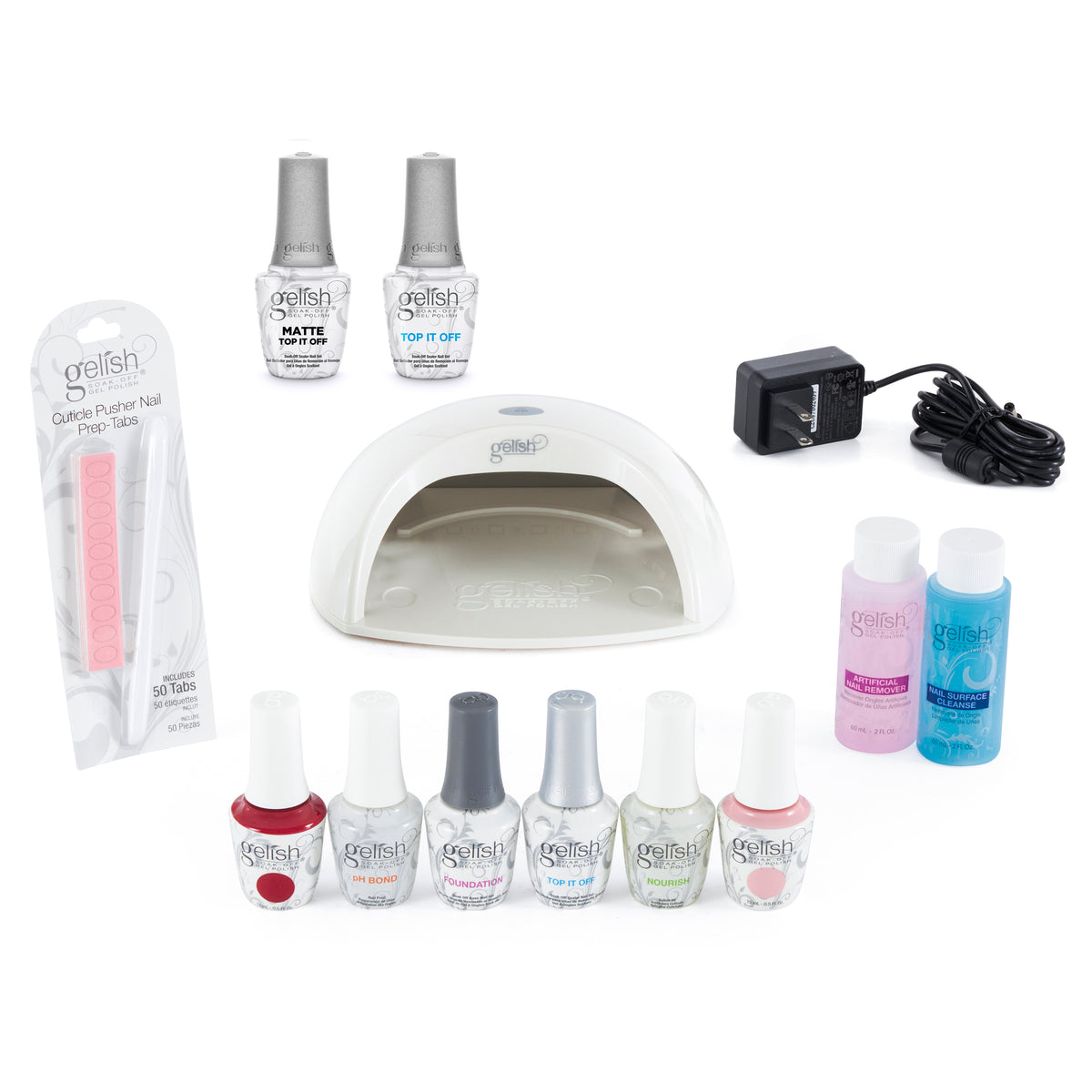 Gelish Pro Kit Salon Professional Gel Polish Set w/ Matte & Gloss Clear Coat