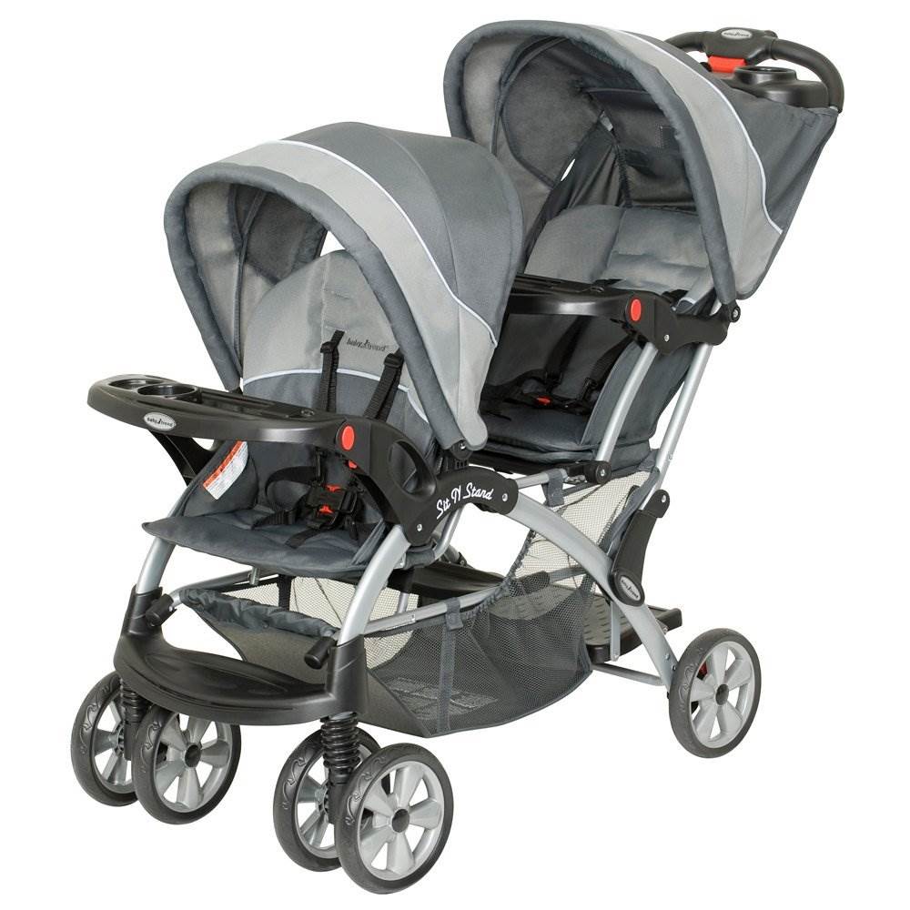 Baby Trend Sit N Stand Double Twin Baby Toddler Stroller - Grey Mist - Used