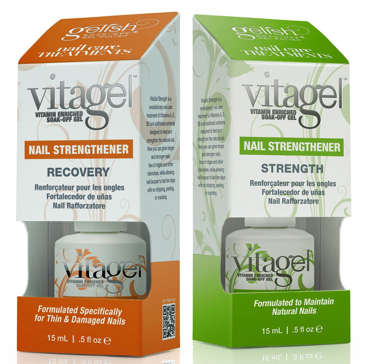 NEW Gelish Gel LED Nail Polish Vitagel Brush Strengthener and Recovery 2 Pack