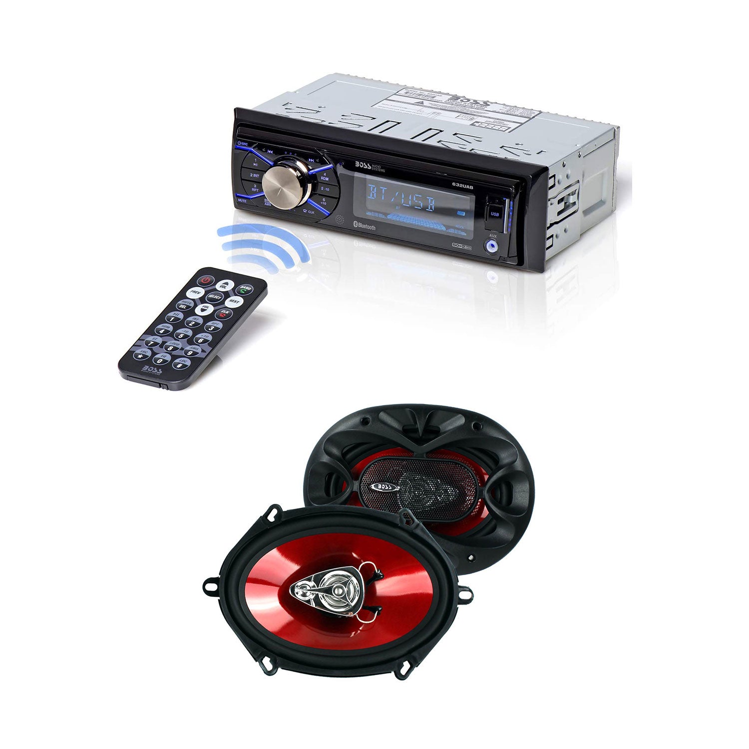 Boss USB/SD AUX Bluetooth Car Stereo Receiver and BOSS Chaos Coaxial Speakers