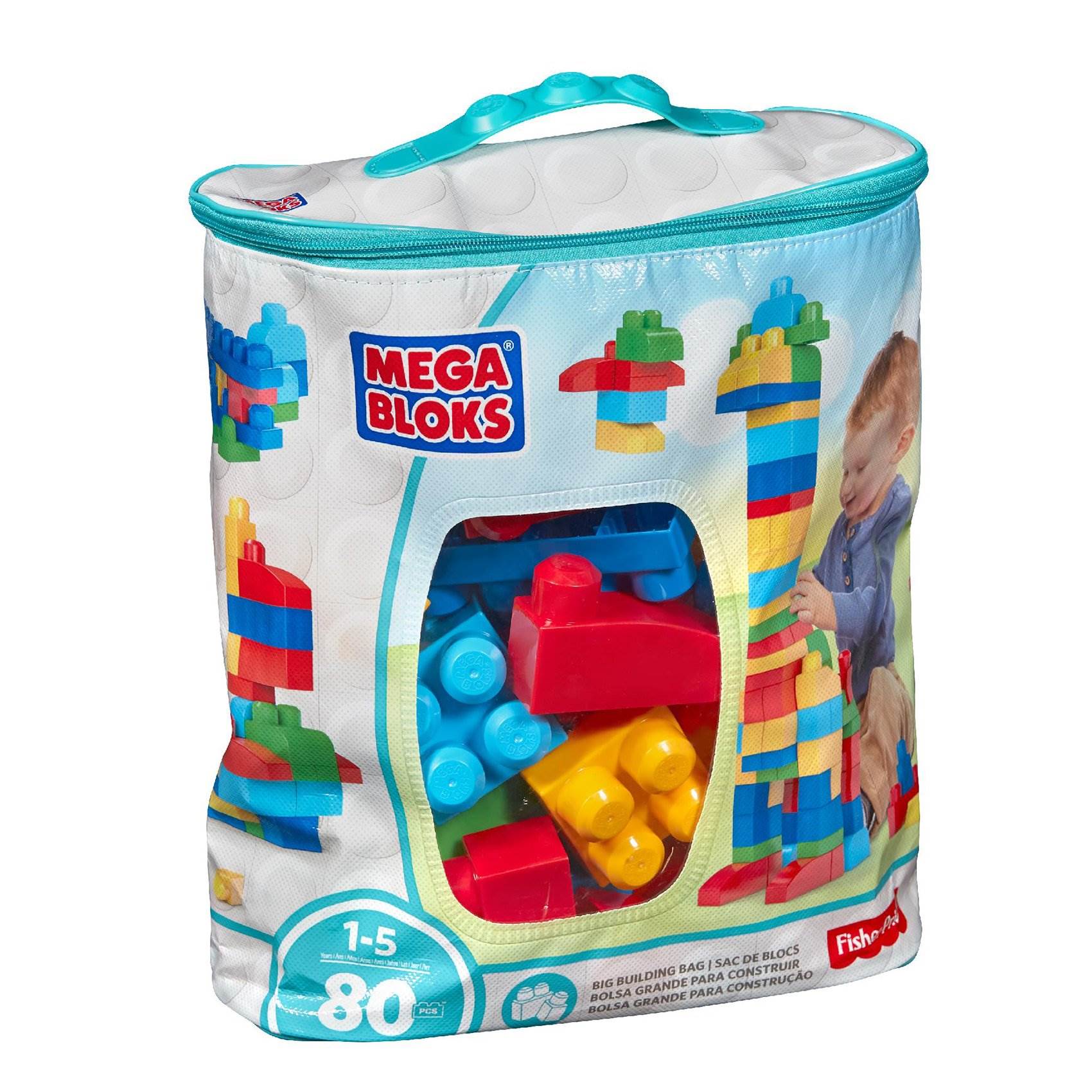Mega Bloks First Builders Big Building Bag 80-Piece (Classic) - DCH63 - Open Bag