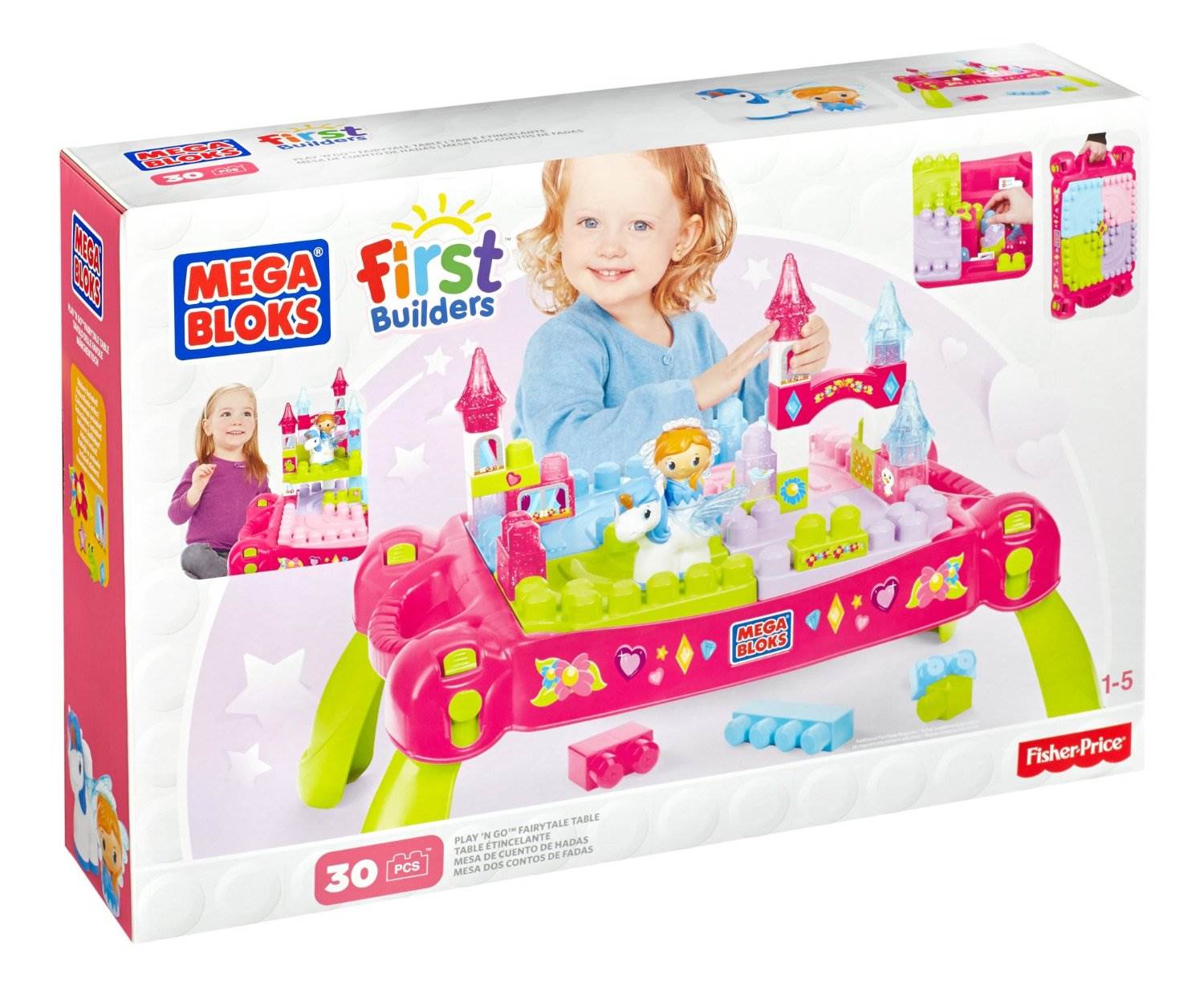 Mattel Mega Builders Bloks Build 'n Learn Fairytale Interactive Table - Open Box