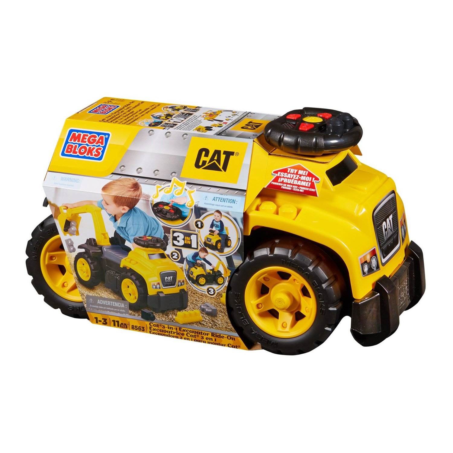 Mega Bloks Yellow Caterpillar 3-in-1 Toddler Ride On | DCH13 (Open Box)