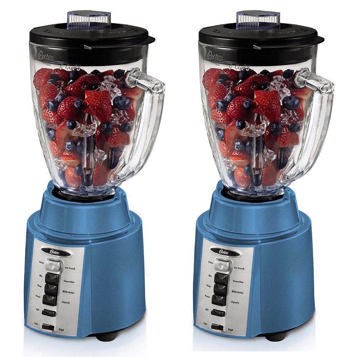 TWO) Oster BCCG08 450 Watt 8-Speed 6-Cup Blender, Blue, with Ice Crushing Blade