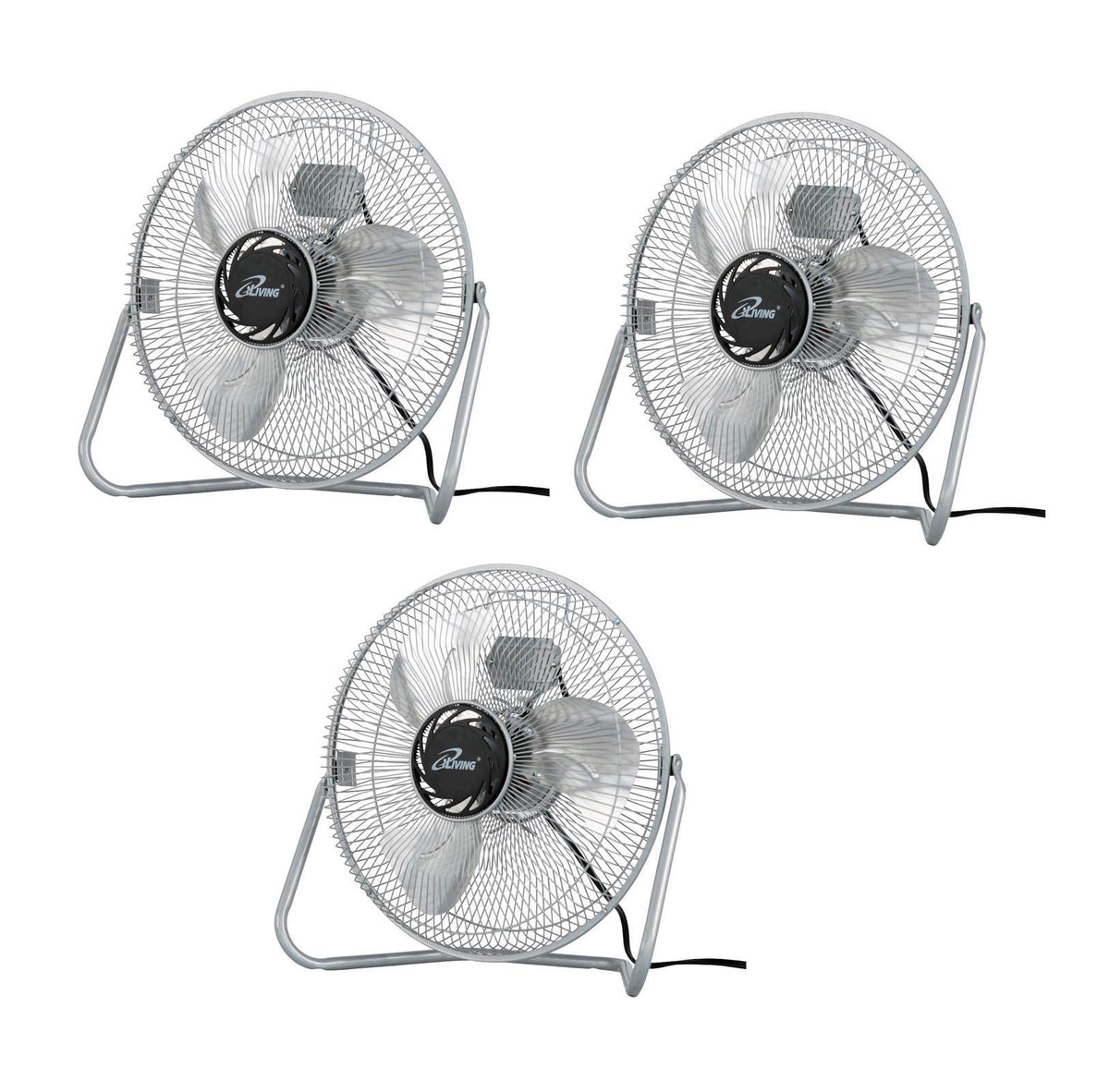 (3) iLIVING Industrial Grade 12-Inch 3-Speed High Velocity Floor Fans | ILG-8F12