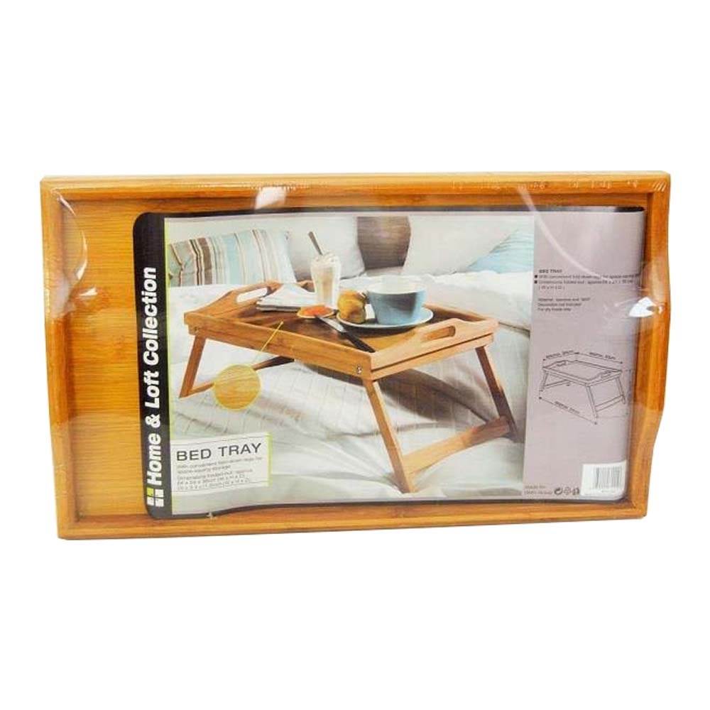 Home & Loft Bamboo Finish Folding Breakfast In Bed Tray With Handles (Open Box)