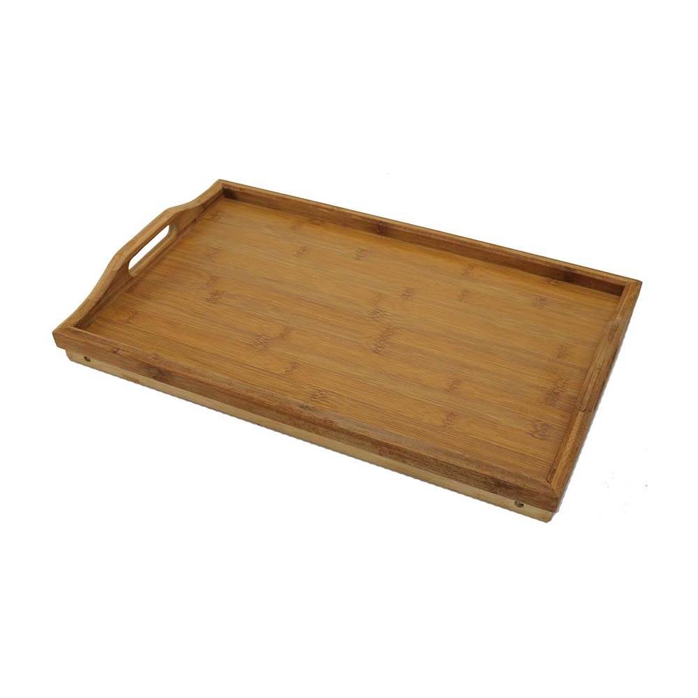Home & Loft Bamboo Finish Folding Breakfast In Bed Tray With Handles (Open Box)
