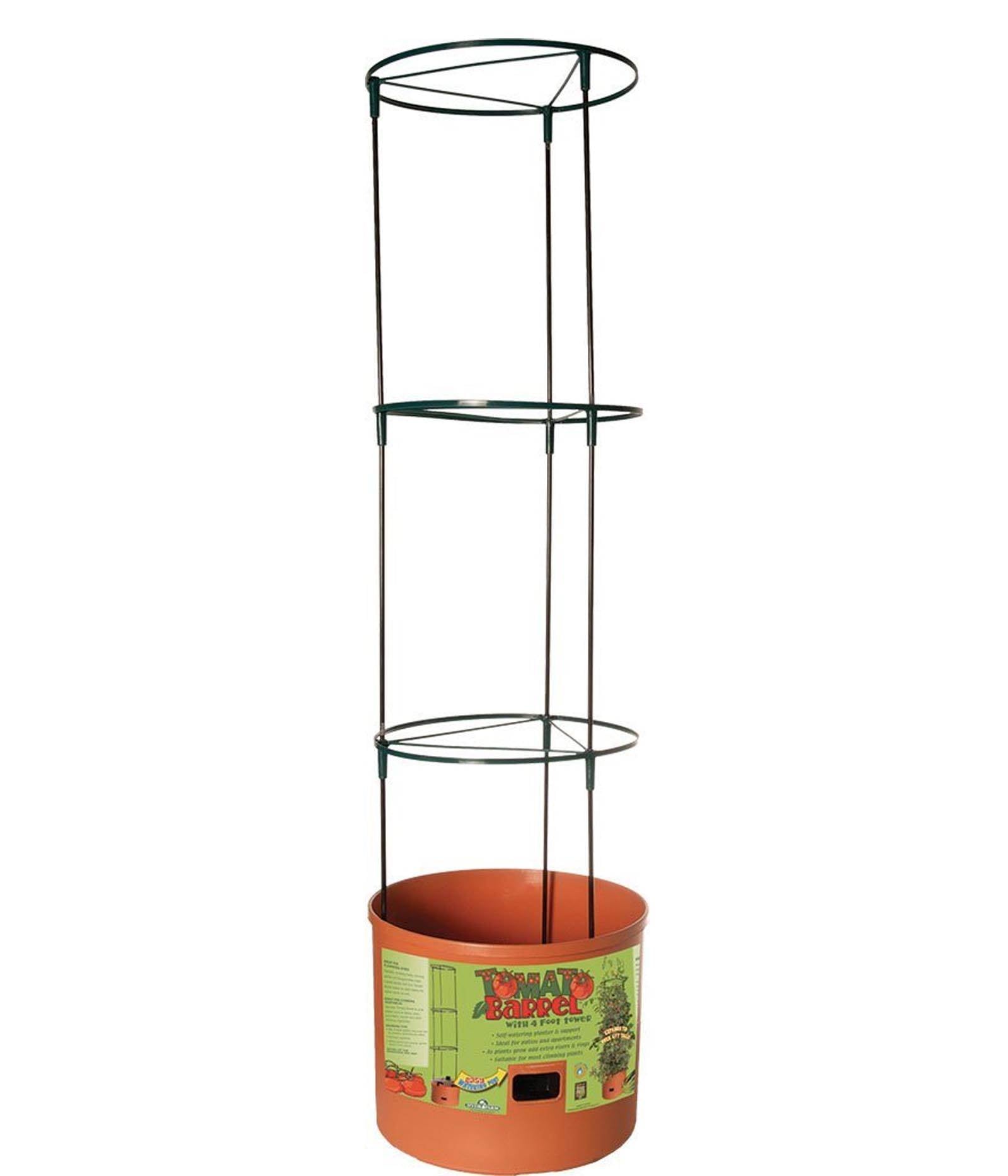 Hydrofarm GCTB Tomato Barrel Pot Garden Planting 4 Foot Trellis System (2 Pack) - VMInnovations