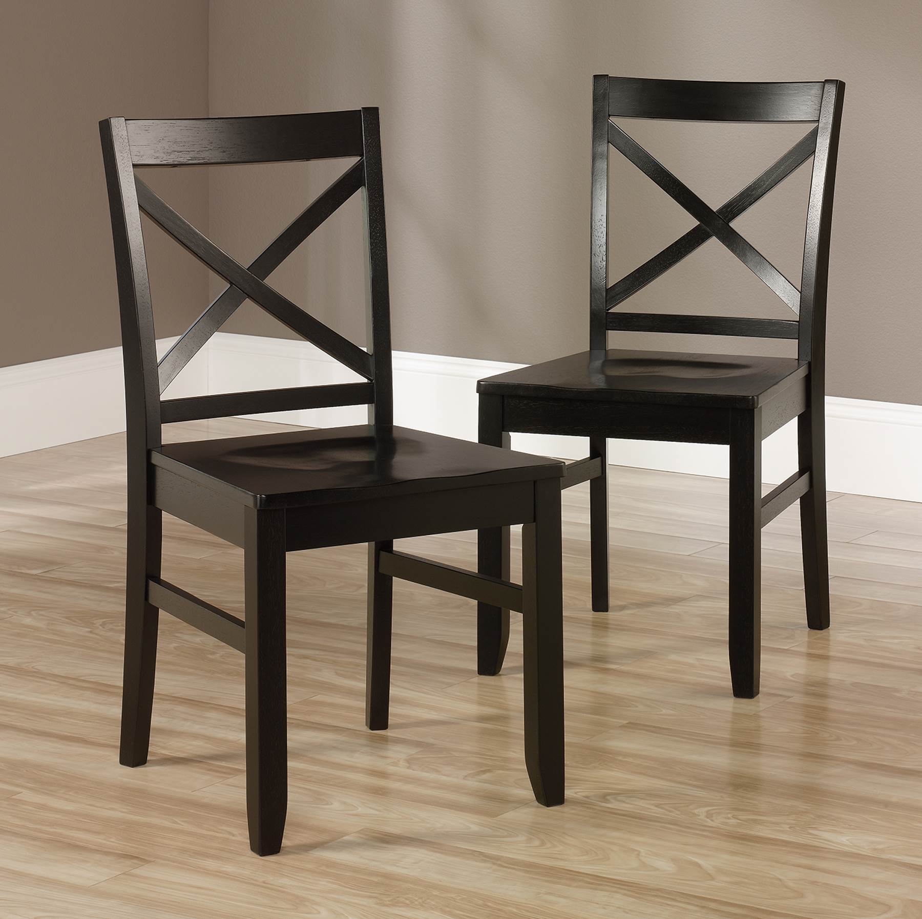 2) Sauder Furniture Harbor View Black Solid Wood Stylish XBack Chairs (Open Box)