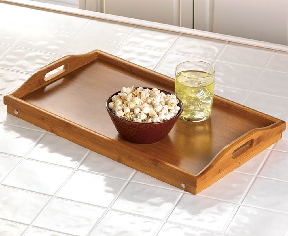 Home & Loft Bamboo Folding Laptop or Breakfast in Bed Food Serving Tray (2 Pack)