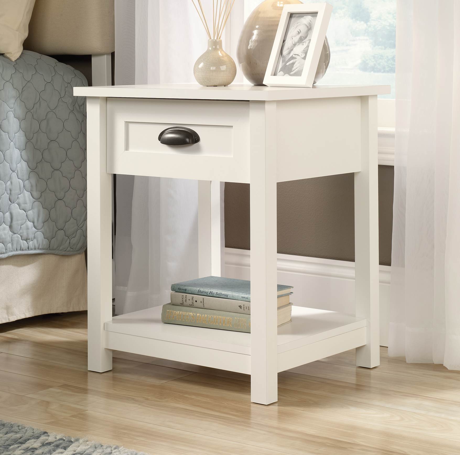 Sauder Furniture County Line Collection Soft White Modern Nightstand (Open Box)