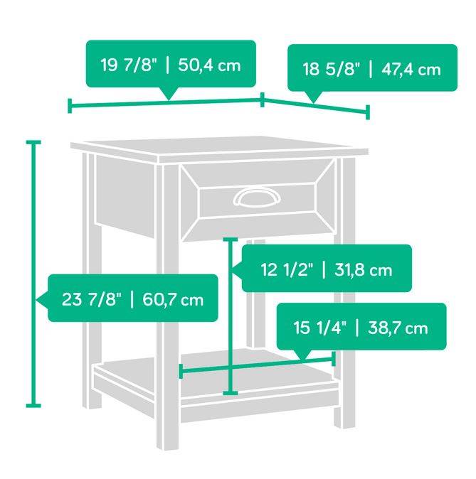 Sauder Furniture County Line Collection Soft White Modern Nightstand (Open Box)
