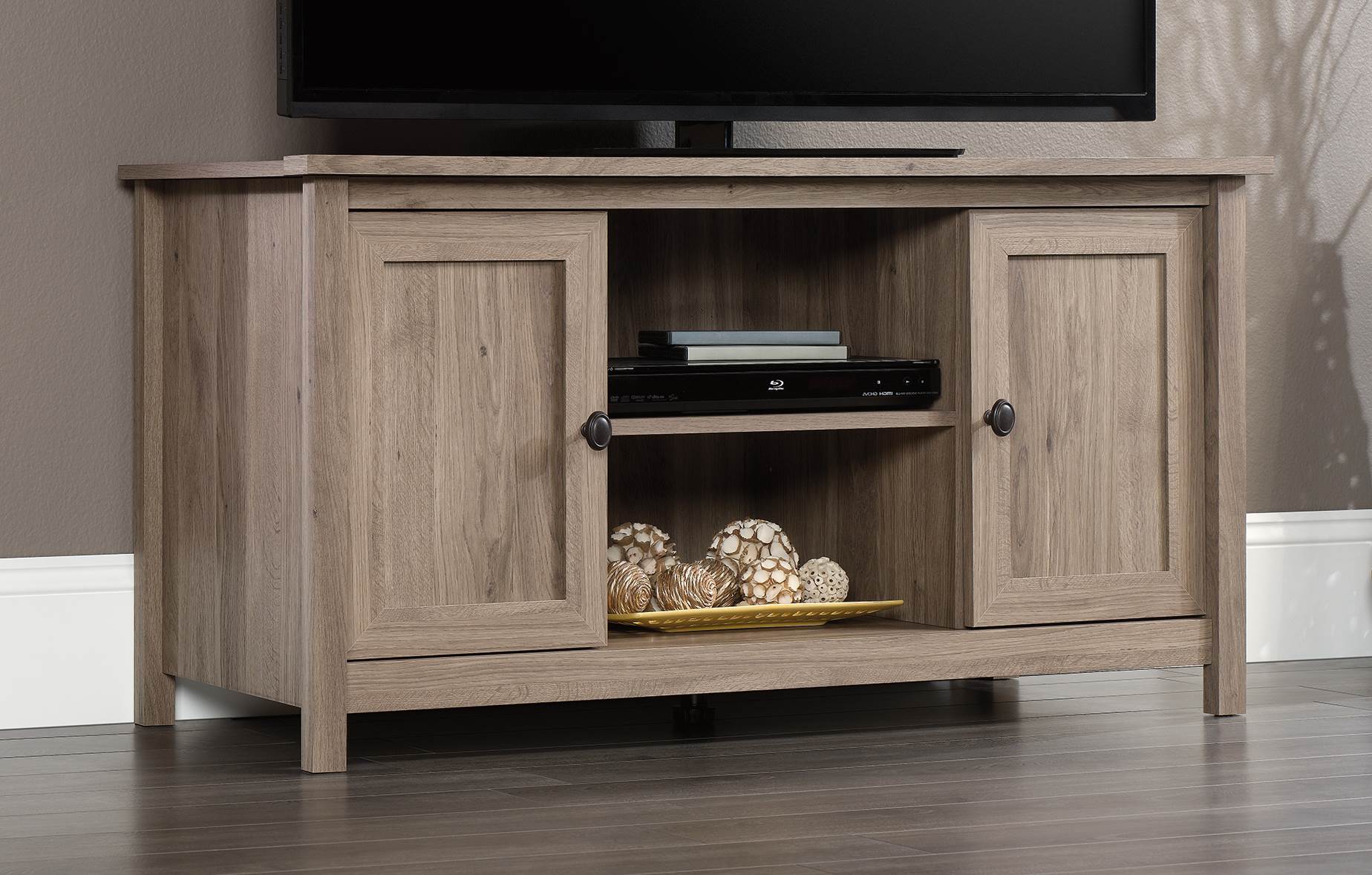 Sauder Furniture County Line Salt Oak TV Entertainment Stand (Open Box)