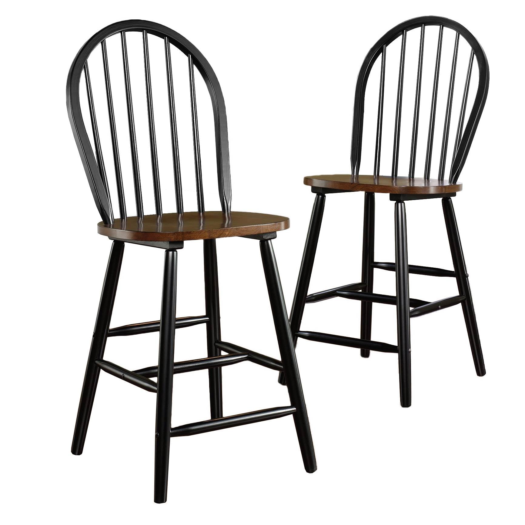 2)Sauder Furniture Edge Water Estate Black Kitchen Bar Windsor Chairs - Open Box