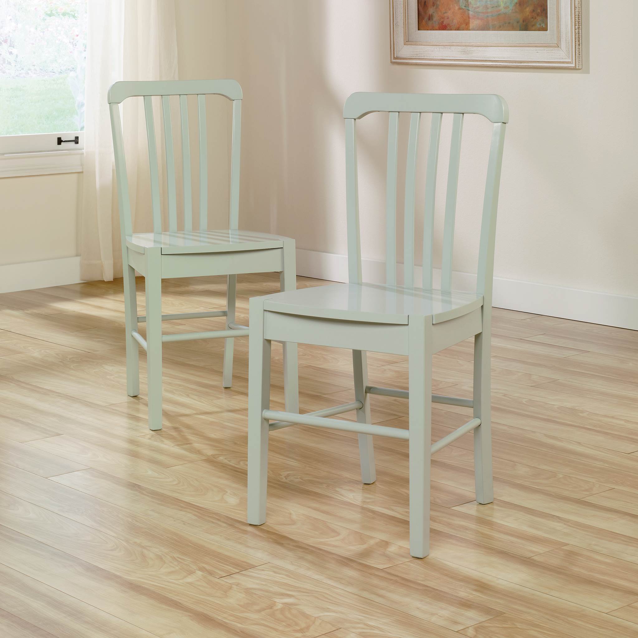2)Sauder Furniture Original Cottage Slat Back Chairs Rainwater Finish- Open Box