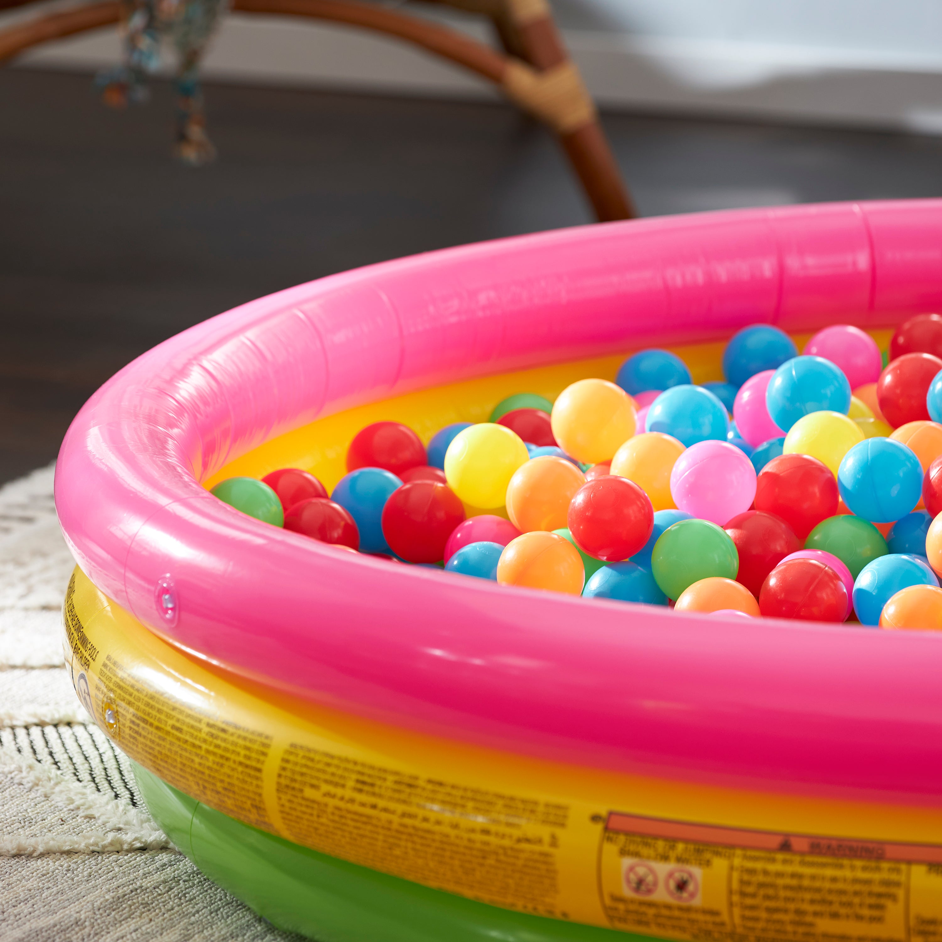 Intex Inflatable Sunset Glow Kiddie Pool with Multi-Colored Fun Ballz, 100 Pack - VMInnovations