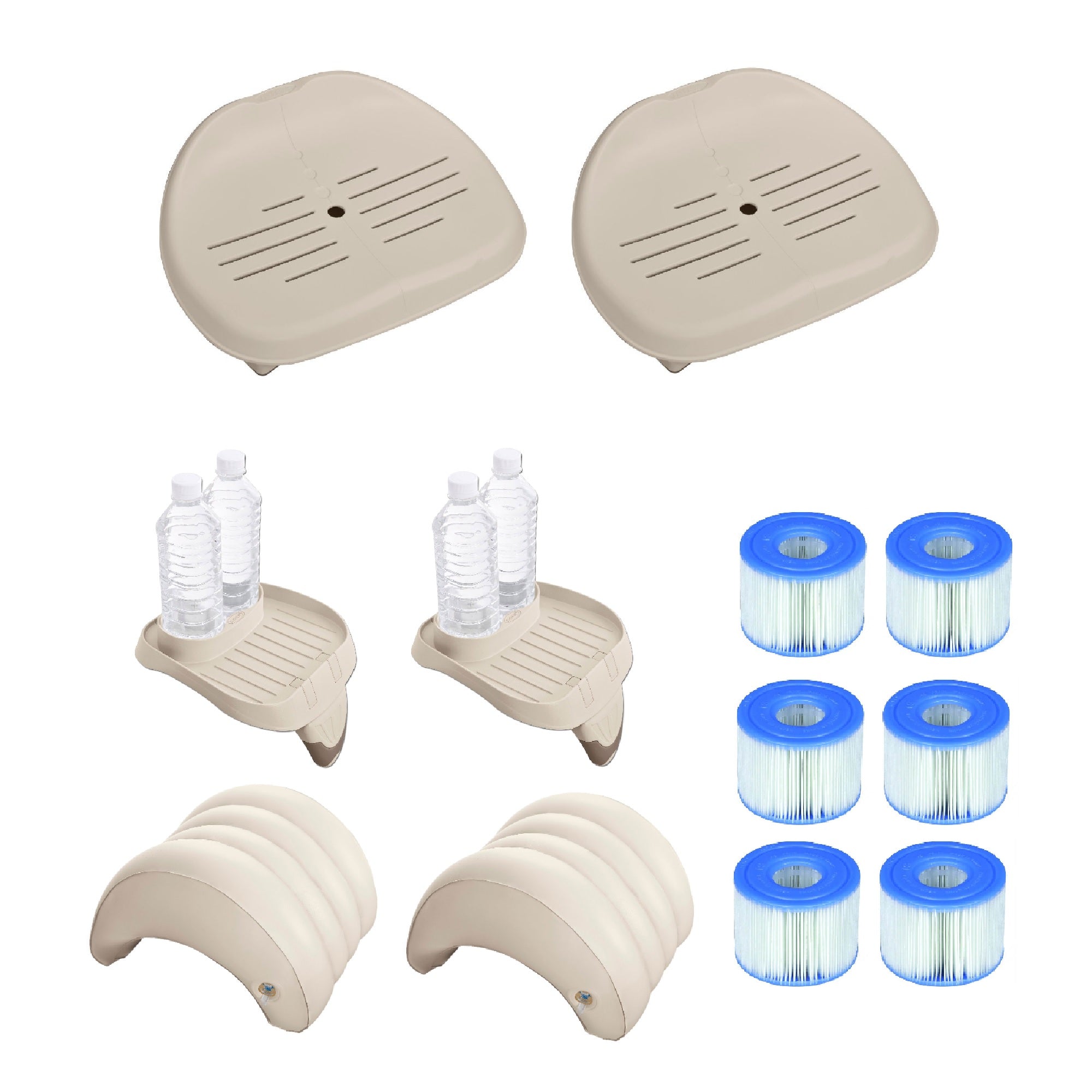 Intex Inflatable Slip Resistant Removable Hot Tub Seat (2-pack) and Accessories