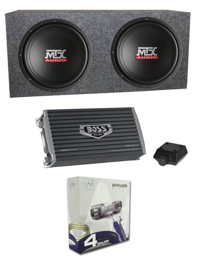 2) MTX AUDIO TN12-04 12" 800W Car Subwoofers Power Subs+Box+Amplifier+Amp Kit