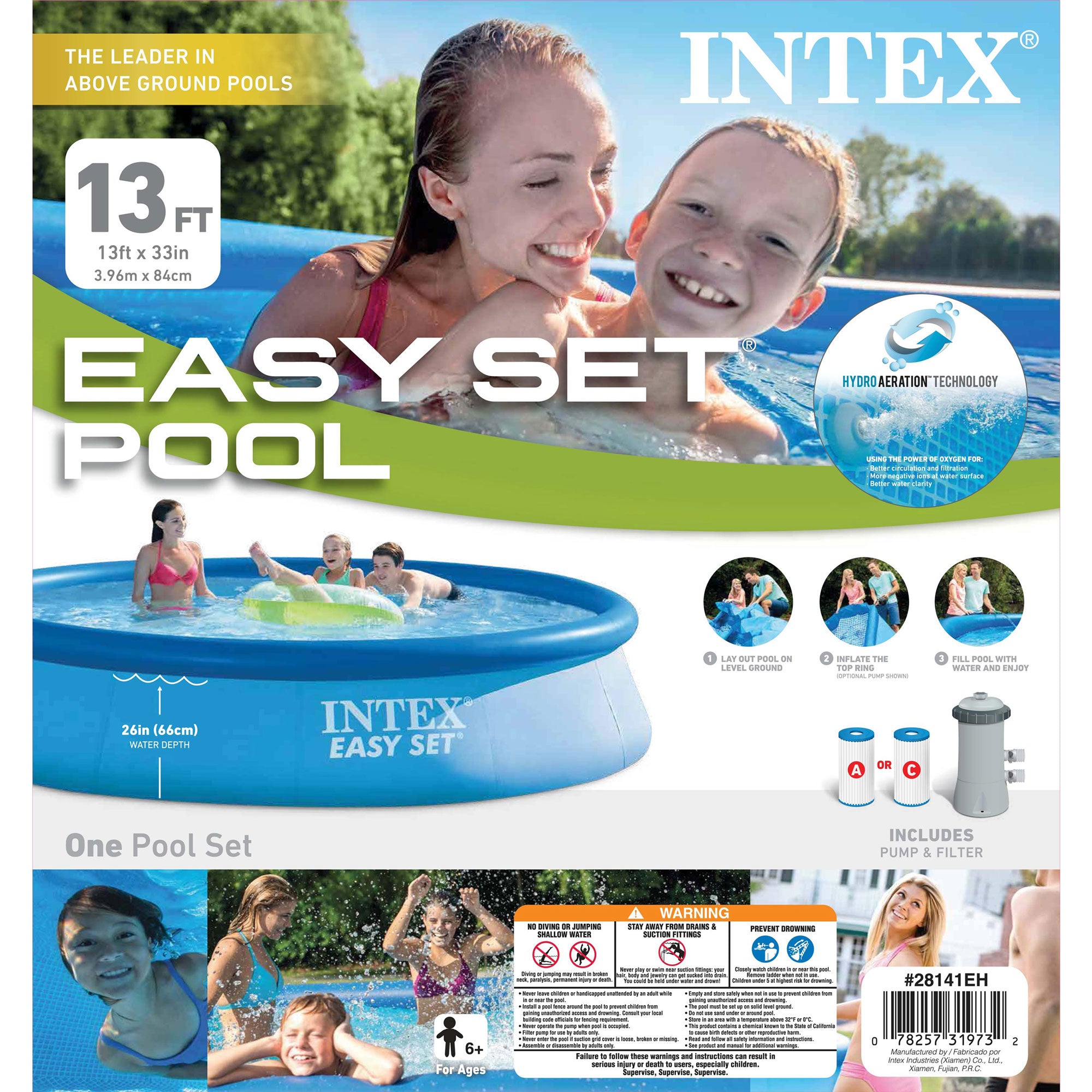 Intex 28141EH 13Ft x 33In Swimming Pool with Filter Pump & 3in Chlorine Tabs